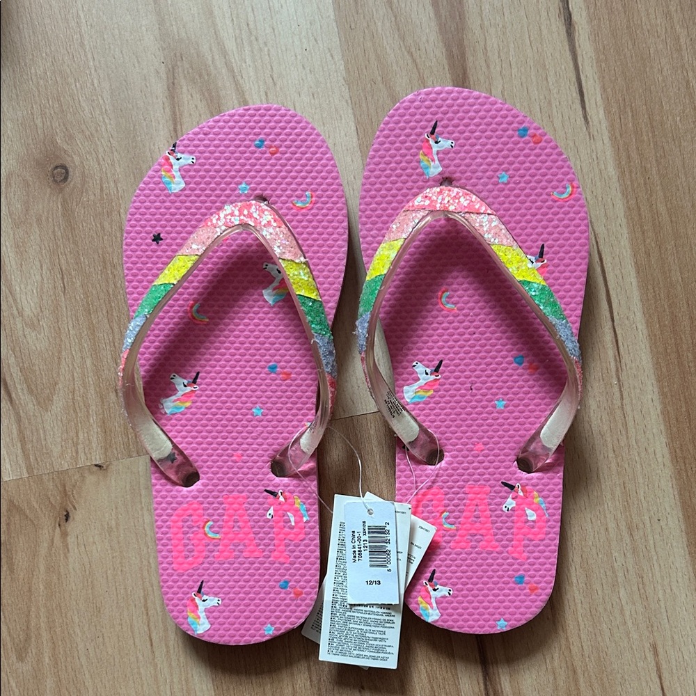 GAP Pink Unicorn Kids Flip Flops